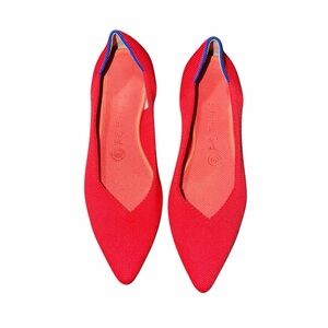 Rothy's The Point Red Knit Pointed Toe Flats Women's Size 8
